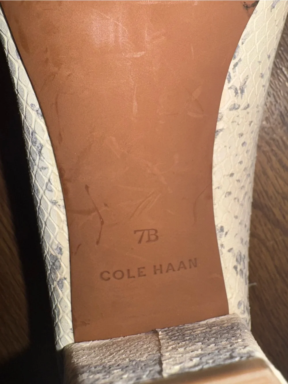 Cole Haan snakeskin block heel pumps size 7